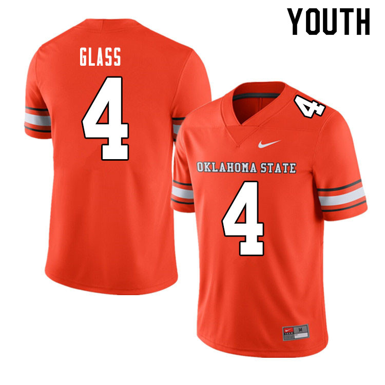 Youth #4 Deondrick Glass Oklahoma State Cowboys College Football Jerseys Sale-Alternate Orange